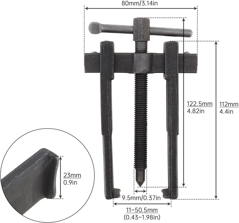 ChgImposs 2 Jaws Gear Puller, Adjustable Bearing Puller Gears, Internal External Removal Tool for Pulleys Flywheels Bearings Gears (4 INCH) - Image 3